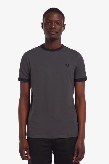 Pánské Tričko Fred Perry Tonal Tape Ringer Černé | CZ 1259TCEV